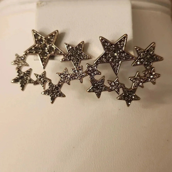 Multi-Star Silver Tone Rhinestone Earrings - Picture 1 of 2